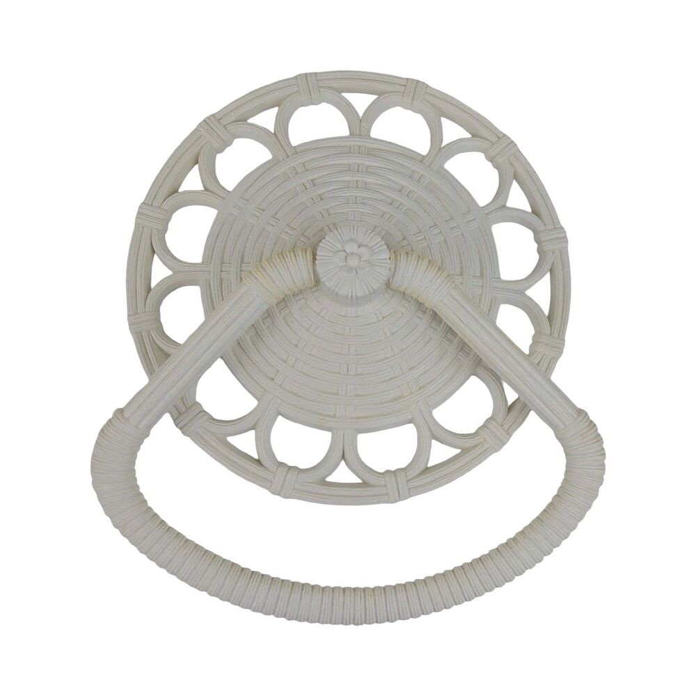 HOMCO Off White  Wall Faux Wicker Hand Towel Ring Holder Rattan 1978 Vtg 70s